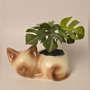 Vintage Hamper Pottery Ceramic Siamese Cat Planter Vase